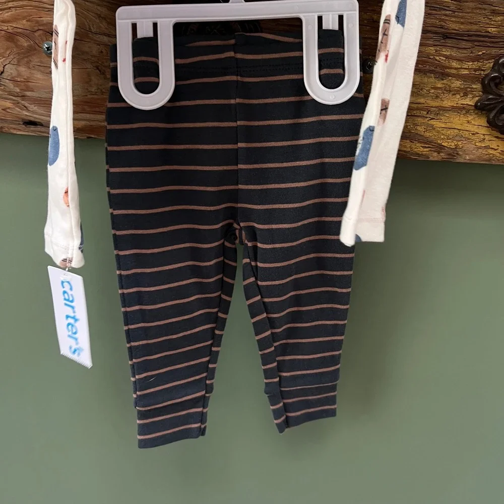 Carters Baby Boy 3pc Set‎ 6M Game Day Buddy Football Bodysuits Striped Pants NWT